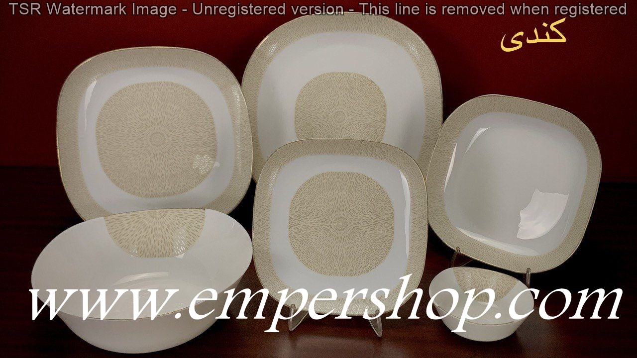 سرویس 26 پارچه کندی زیتونی چهارگوش قالب لنوگس